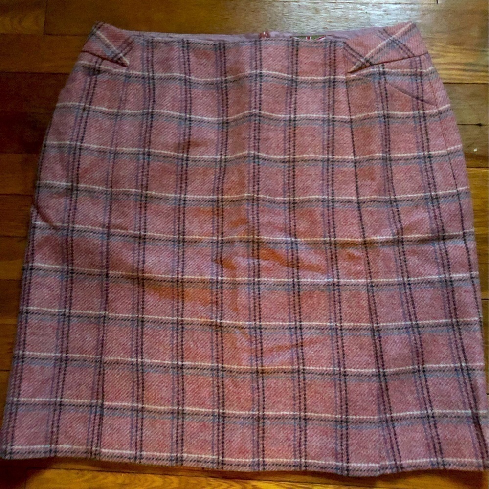 Boden British Tweed by Moon Wool Skirt Fully Lined Front Kick Pleat NWOT 12L